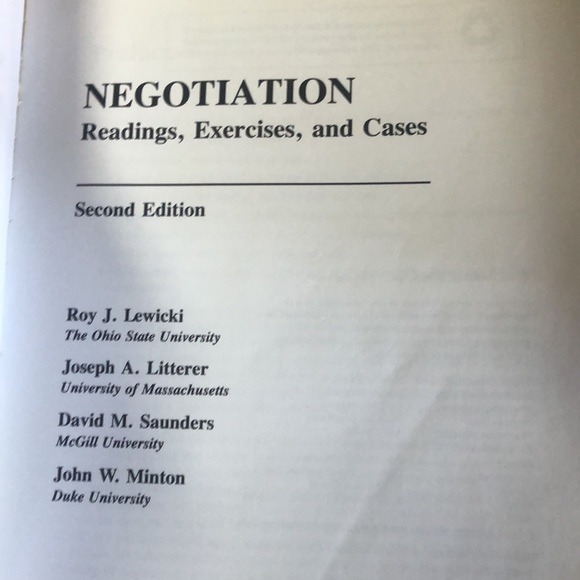 Negotiation book  [Second Edition] Litterer, Minton, Saunders, David M. Lewicki, - Picture 8 of 16
